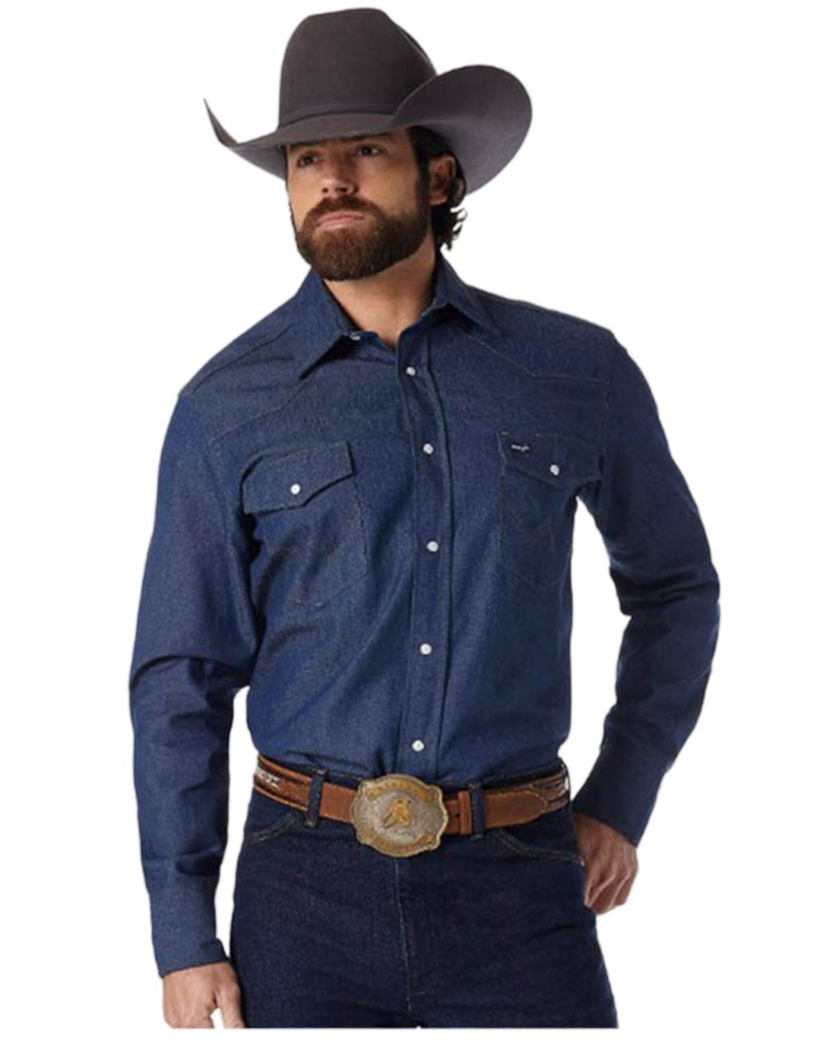 Wrangler Men's Cowboy Cut Rigid Denim Western Work Shirt – 70127MW
