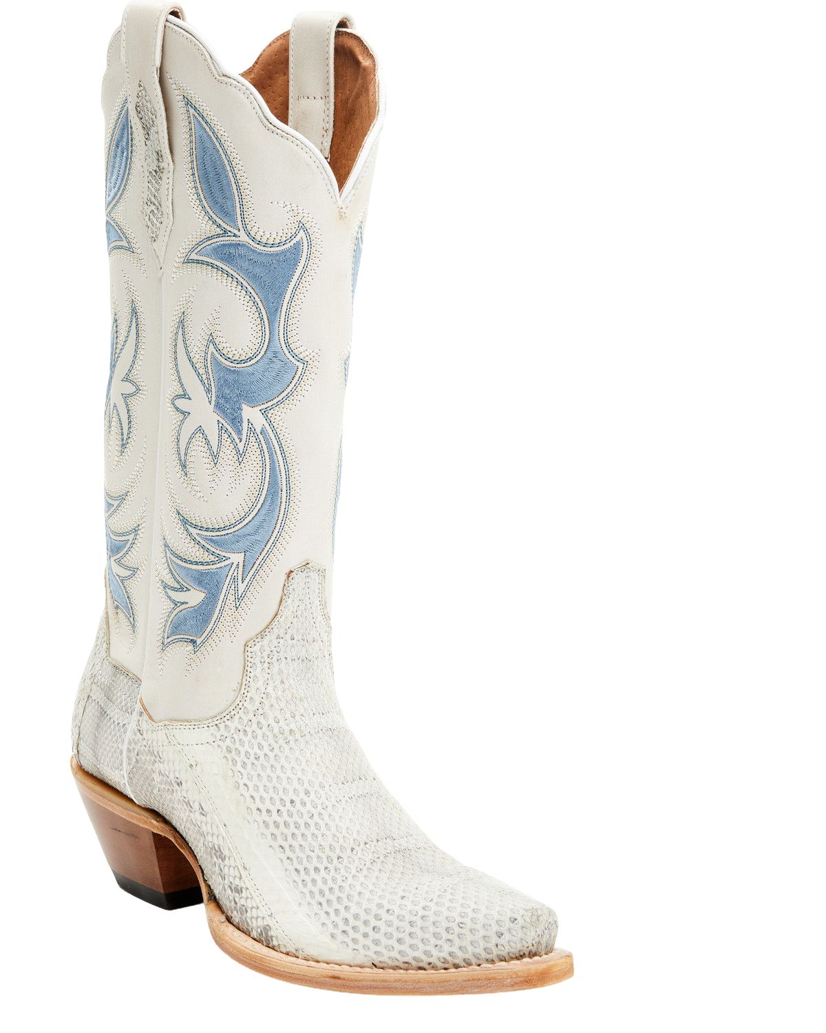Pre-owned Dan Post Women's Exotic Watersnake Western Boot - Snip Toe - Dps759 In White