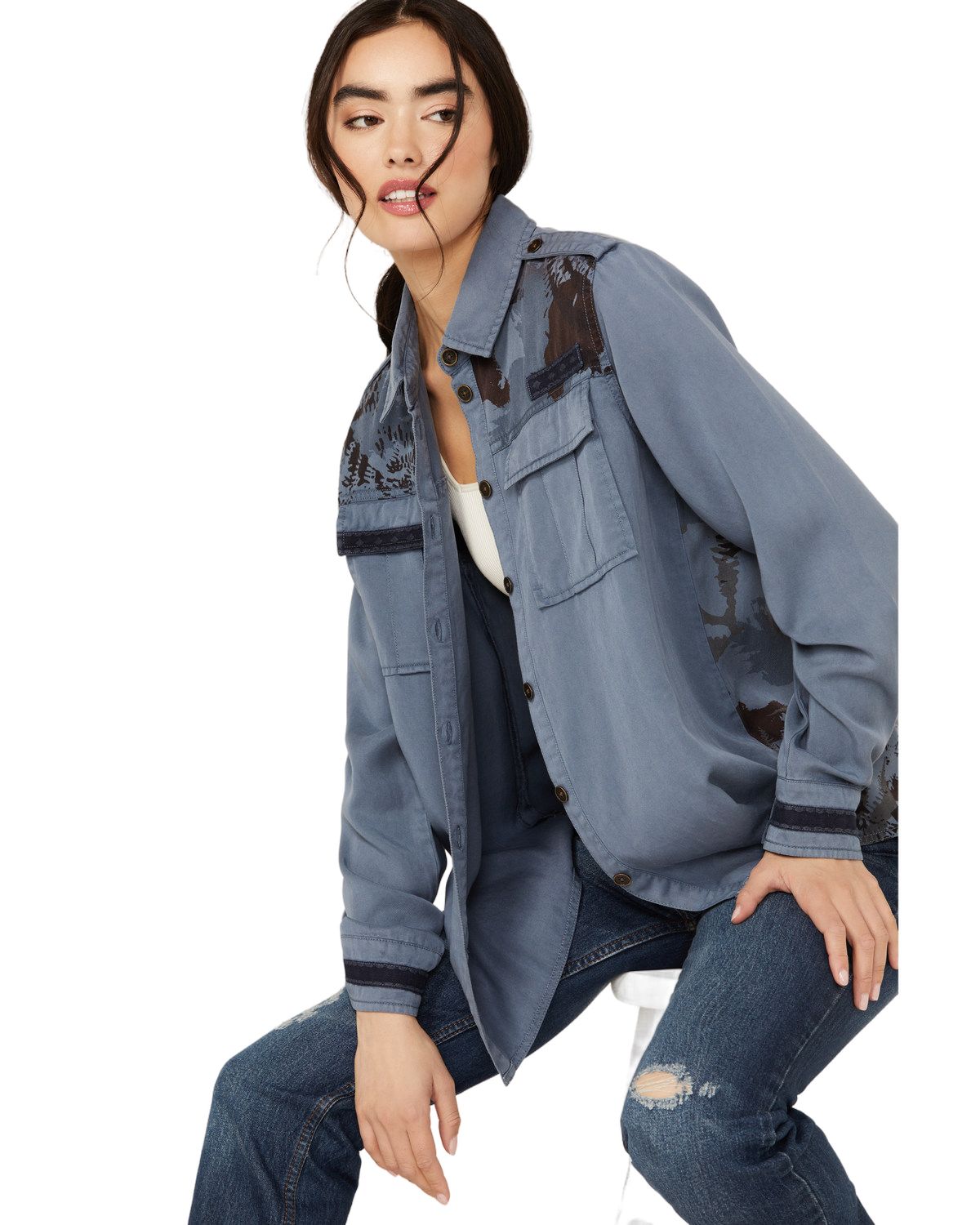 Cleo + Wolf Women’s Women'S Axel Printed Long Sleeve Button-Down Shirt –